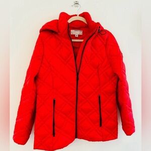Anne Klein Womens Jacket Red Quilted Midweight Jacket - Size MEDIUM.